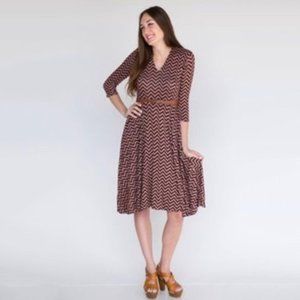 Agnes & Dora Chevron Curie Dress Orange Navy Blue